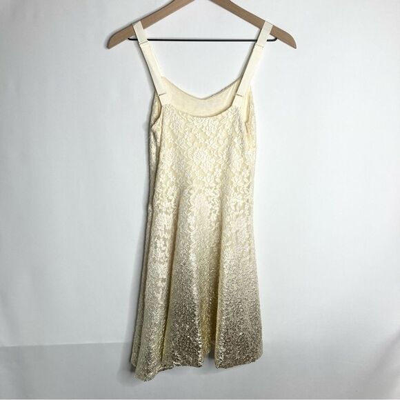 Free People Cream Lace Gold Metallic Ombre Dress Size Small - Picture 10 of 14